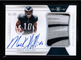 Mack Hollins 2017 National Treasures Rookie Silver Logo Patch Auto /25 Fd6732