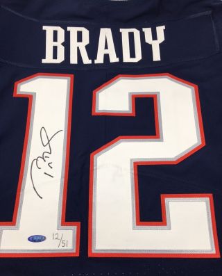 Tom Brady Signed Patriots Championship Patch Nike Elite Jersey Tristar Le 12/51