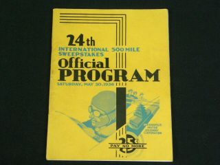 1936 Indy 500 Race Program Indianapolis Speedway Louis Meyer Wins