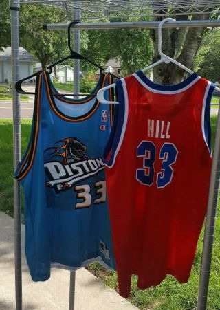 Vintage Champion Nba Basketball Jerseys Detroit Pistons Grant Hill 33 44 18 - 20
