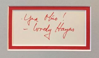 WOODY HAYES SIGNED 11x14 FRAME OHIO STATE COACH HOF NATIONAL CHAMPIONS PSA/DNA 2