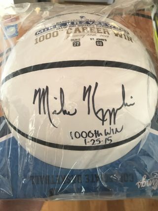 Mike Krzyzewski Autographed White Panel Duke Basketball By Steiner Sports