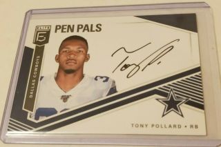 2019 Donruss Elite Tony Pollard On Card Auto Autograph Pen Pals Rookie Cowboys