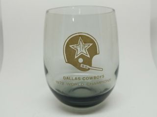 Dallas Cowboys Vintage 1972 World Champions Smoked Drinking Glass Bowl Nfl