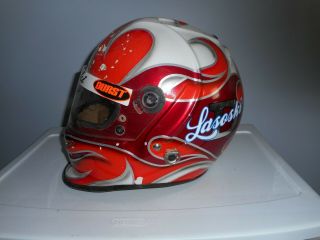 World Of Outlaws Danny Lasoski Race Bell Helmet Autographed 2000 Read.