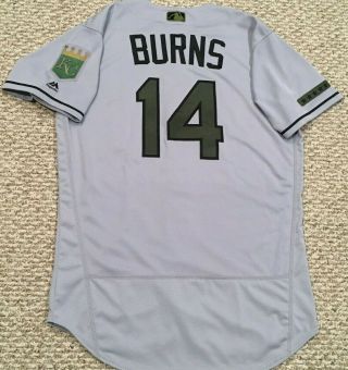 BURNS size 44 14 2018 Kansas City Royals game Jersey issued Memorial Day 5 Star 3