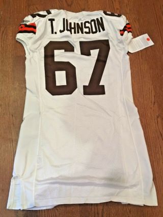 2002 Cleveland Browns Game Football Jersey Worn 67 Tre Johnson Mears