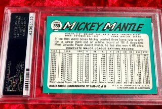 1996 TOPPS MANTLE 15 MICKEY MANTLE 1965 TOPPS REPRINT PSA 10 2