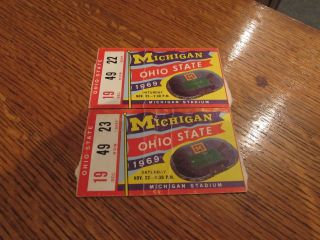 1969 Michigan V Ohio State Football Ticket Stubs Iconic Game Bo 1st Game V Woody