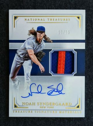 2016 National Treasures Noah Syndergaard Autograph Game - Patch Gold Auto /20
