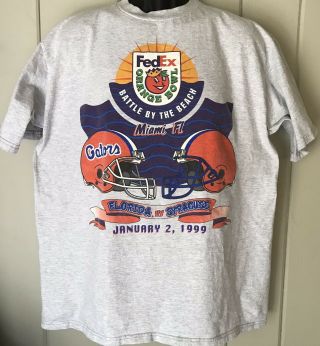 Vintage T - Shirt 90s Orange Bowl Gators Syracuse Miami 1999 Medium Size Xl