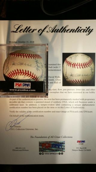 1998 York Yankees Signed Baseball With 27 Signatures - Psa/dna