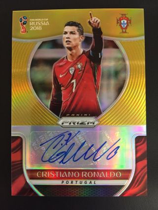Cristiano Ronaldo Autograph 7/10 Gold Prizm 2018 Fifa World Cup Soccer Auto