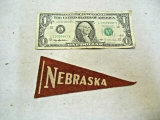 vintage Nebraska Felt Pennant that is in good shape,  about 5 1/2 inches long NR 2