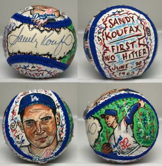 Sandy Koufax Signed 1/1 Charles Fazzino Pop Art Baseball Auto W/ Loa Dodgers Hof