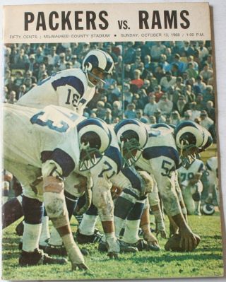 1968 Green Bay Packers Vs Los Angeles Rams Program Starr Gabriel Nitschke