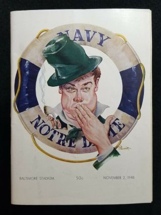 1946 Ncaa Champions Notre Dame Vs Navy Football Program 28 - 0 Johnny Lujack Leahy