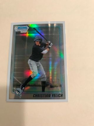 2010 Bowman Chrome Draft Christian Yelich Refractor Rc Marlins Brewers