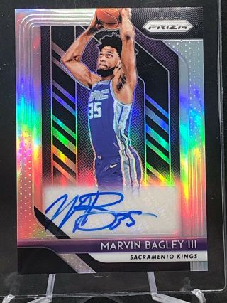 Marvin Bagley Auto Rc 2018 - 19 Panini Prizm Silver Autograph Sp Kings Rookie Rare