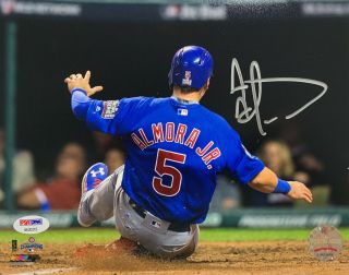 Albert Almora Jr Signed 8x10 Chicago Cubs World Series Photo - Slide Psa Dna