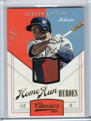 2014 Classics Home Run Heroes Justin Upton 1/1 3 Color Patch Atlanta Braves