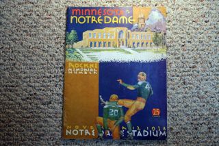 1938 University Of Minnesota Vs.  Notre Dame University - Vintage Football Program