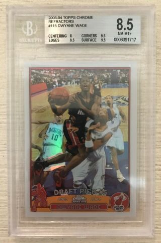 2003 - 04 Topps Chrome Dwayne Wade Refractor Rc Rookie Card Bgs 8.  5 W 3 (9.  5s)
