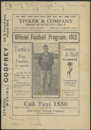 Oct.  4,  1913 University Of Michigan Vs.  Case Football Program