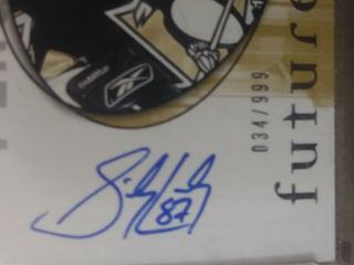 2005 SP Authentic Sidney Crosby ROOKIE RC AUTO 034 /999 3