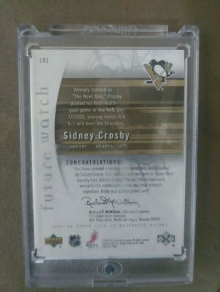 2005 SP Authentic Sidney Crosby ROOKIE RC AUTO 034 /999 4