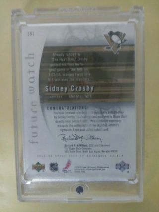 2005 SP Authentic Sidney Crosby ROOKIE RC AUTO 034 /999 5
