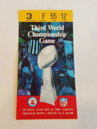 BOWL III (3) TICKET STUB Baltimore Colts NY Jets 1969 2