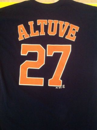 Mens Majestic Houston Astros Jose Altuve Jersey Shirt Size Large