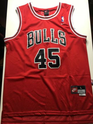 Michael Jordan Chicago Bulls Basketball Jersey 45 Red Men Large Return Retro