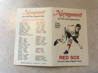 1974 Boston Red Sox MLB Major League Baseball Pocket Schedule Narragansett Beer 3