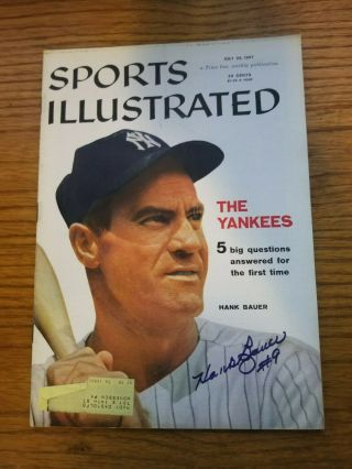 Hank Bauer Signed Sports Illustrated - July 22,  1957 - With Ticket From Signing