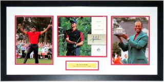 Tiger Woods Autographed 2019 Masters 3 8x10 Photo Upper Deck Uda Framed 34x16