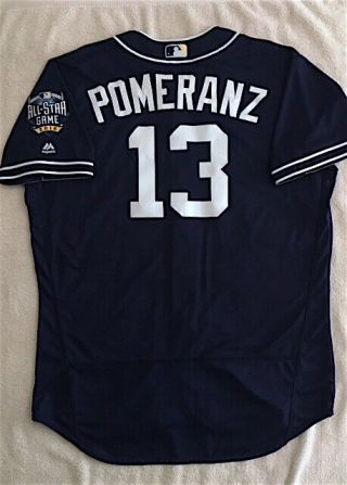 2016 Game Worn Drew Pomeranz Padres Road Jersey 13 All Star Game Patch