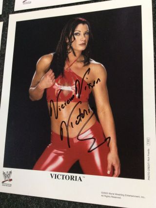 4 Autographed Wrestling Photos WWE 10x8 Victoria Keibler Richards Guerrero 2