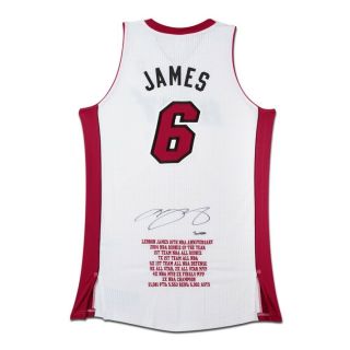 Lebron James Signed Autographed Jersey Embroidered Stat Jersey Heat /25 Wht Uda