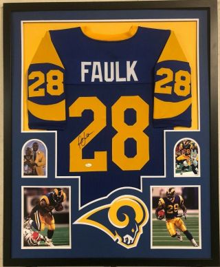Framed St.  Louis Rams Marshall Faulk Autographed Signed Jersey Jsa