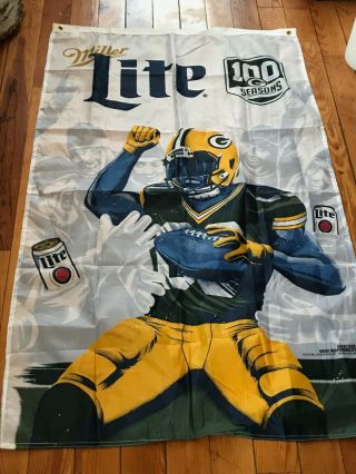 Large Nylon Miller Lite 2018 100 Seasons Green Bay Packers Nfl Football Advertis