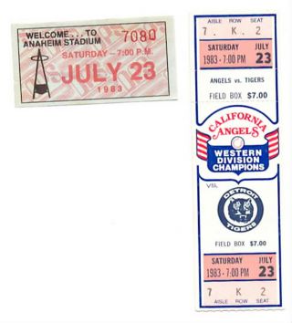 1983 - - California Angels V.  Detroit Tigers - - Full Ticket - - Nmt