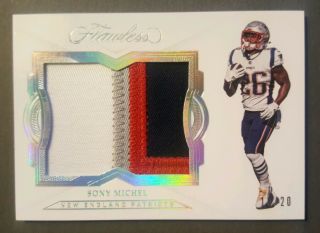 2018 Panini Flawless Sony Michel 4 Color Jersey Patch Purple Patriots /20