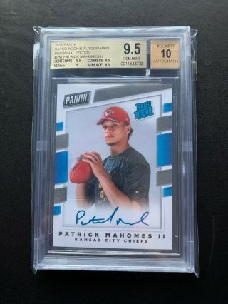 2017 Panini Patrick Mahomes Auto Rated Rookie Autograph Personal Edition Gem
