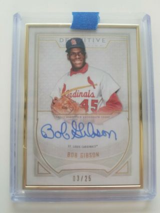 2019 Topps Definitive Bob Gibson Gold Metal Framed Auto /25 On Card