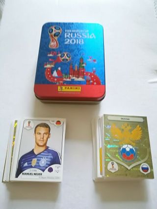 Panini World Cup 2018 Stickers In A Tin.  138 Stickers In Total,  No Duplicates.