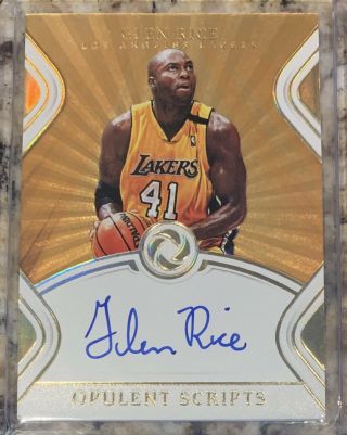 Glen Rice 2018 - 19 Opulence Gold Auto Autograph La Lakers 10/10 1/1