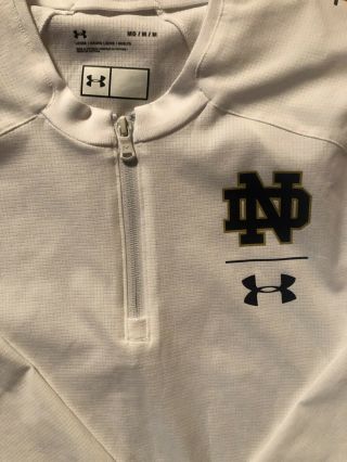 Notre Dame Football Team Issued Under Armour 1/4 Zip Jacket Medium 2