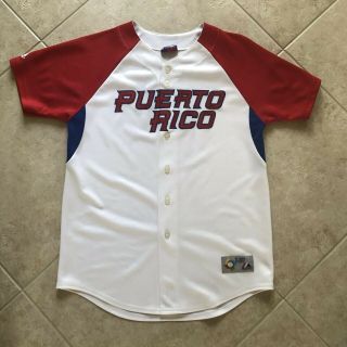 Vintage Majestic World Baseball Classic Puerto Rico Jersey Rare Sz Medium